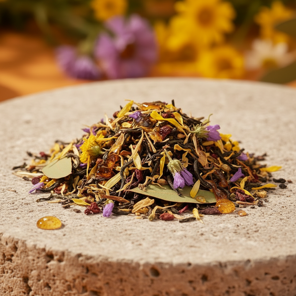 Djilz Ancient Bush Tea - WILDFLOWER HONEY loose leaf blend close-up